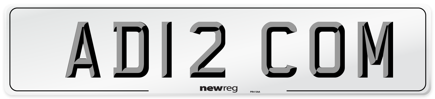 AD12 COM Number Plate from New Reg